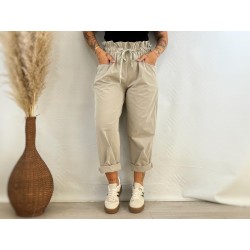 Pantalón rizado beige