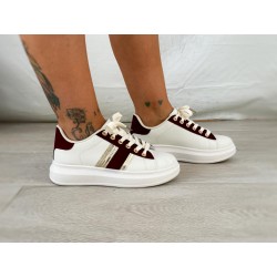 Tenis blanco/burdeos