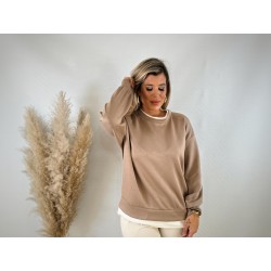 Sudadera taupe/blanco