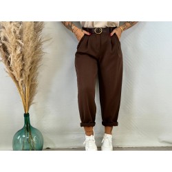 Pantalón pinza slouchy marrón