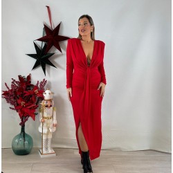 Vestido nudo brillo rojo