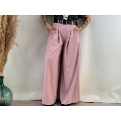 Pantalón palazo rayas rosa