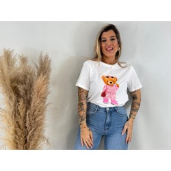 Camiseta oso rosa