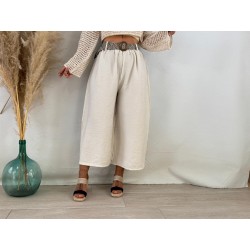 Pantalón midi con cinturón...