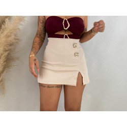 Falda pantalón botón beige