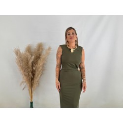 Vestido hombreras verde