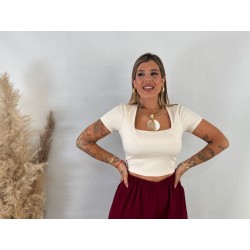 Camiseta licra básica beige