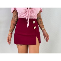 Falda pantalón botones burdeos