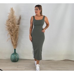 Vestido canalé rayas verde