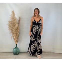 Vestido estampado largo negro