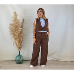 Traje rayas chocolate