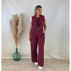 Traje chaleco rayas burdeos