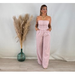 Conjunto corset lino rosa