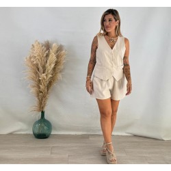Traje chaleco beige