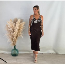 Vestido crochet marrón