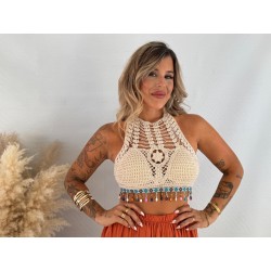 Top crochet abalorios
