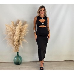 Vestido broches negro
