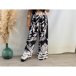 Pantalón hojas negro