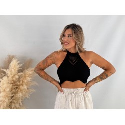 Top crochet negro