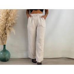 Pantalón lino rayas