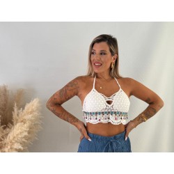 Top crochet abalorios cruzado