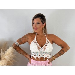 Top crochet abalorios