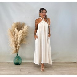Vestido hebilla beige