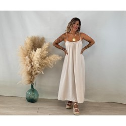 Vestido bolas madera beige