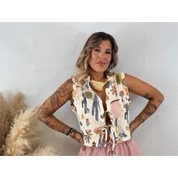 Chaleco estampado volantes