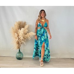 Vestido hojas turquesa