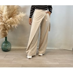 Pantalón solapa beige