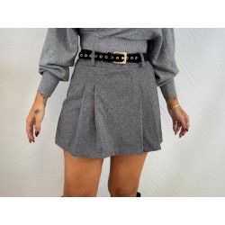 Falda pantalón cinturón gris