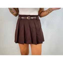 Falda pantalón tablas marrón