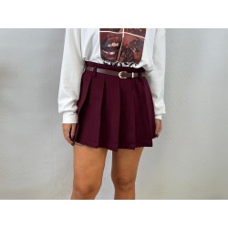 Falda pantalón tablas burdeos