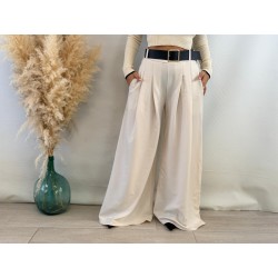 Pantalón palazo crema/cinturón
