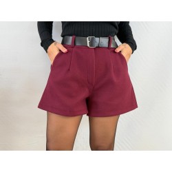 Pantalón paño cinturón burdeos