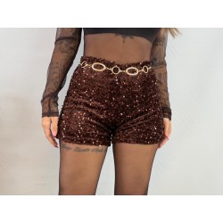 Short lentejuelas marrón