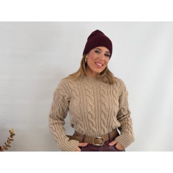 Jersey trenzado lana camel