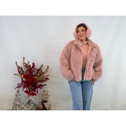 Abrigo pelos rosa