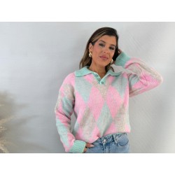 Jersey polo rombos agua