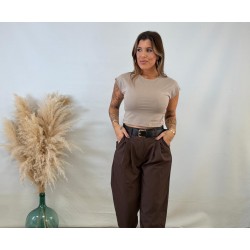 Camiseta básica taupe