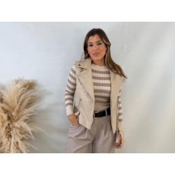 Chaleco polipiel crema