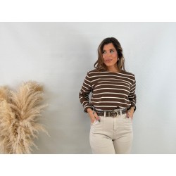 Camiseta rayas marrón