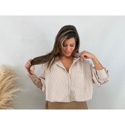 Camisa cuadros camel