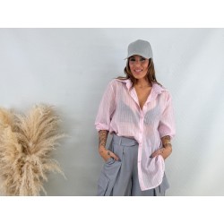 Camisa seda rayas rosa