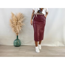 Falda polipiel burdeos