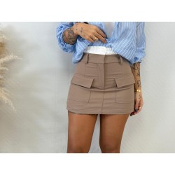 Falda pantalón bolsillos camel