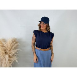 Camiseta hombreras azul marina