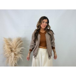 Bomber cuadros camel