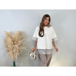 Camiseta apertura encaje...